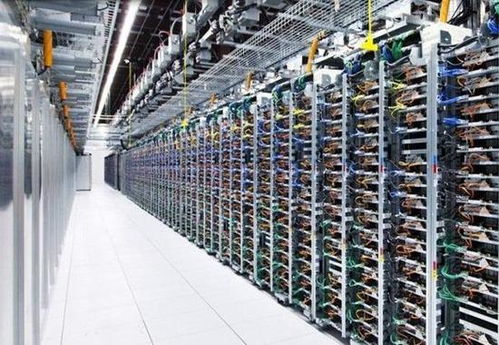 Expansive cryptocurrency mining farm with rows of housed miners